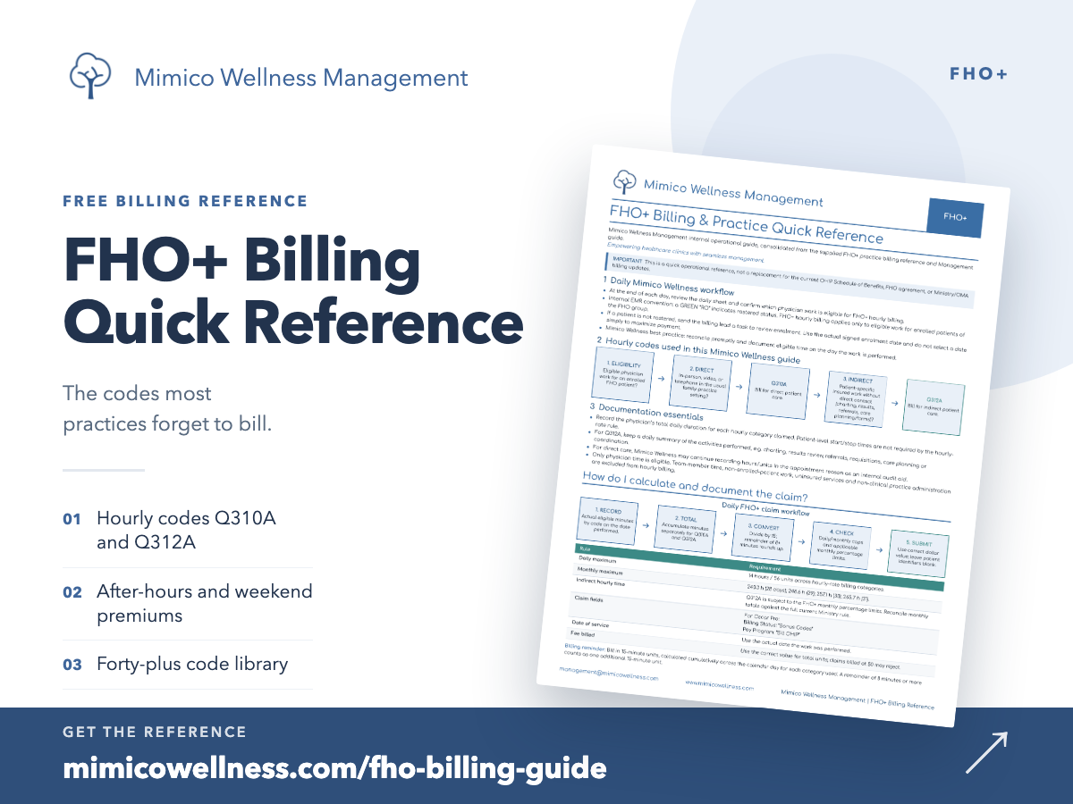 FHO+ Billing Quick Reference cover